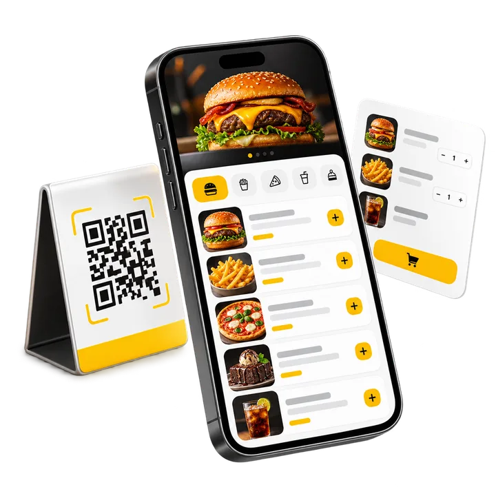 Cardápio digital HoodsFood no celular com QR Code
