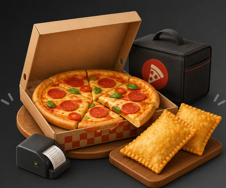 Pizza e impressão de pedidos