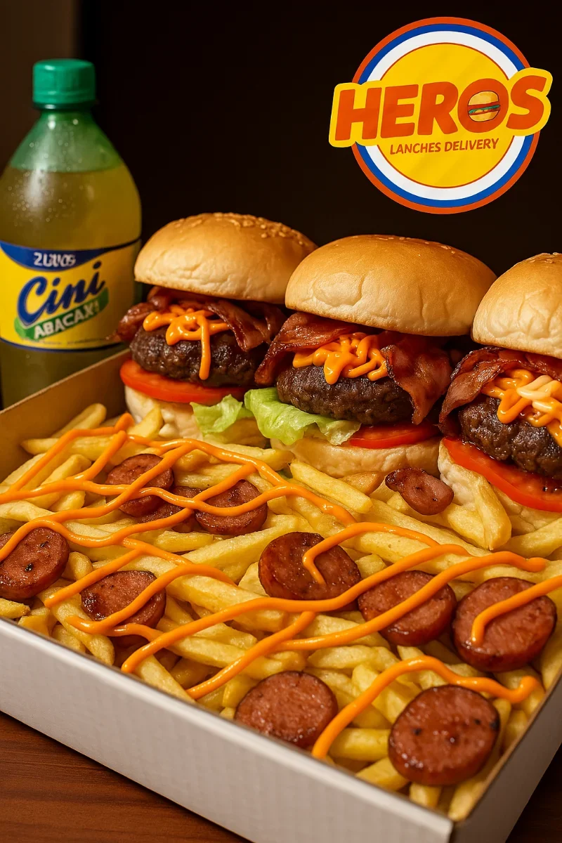 Combo 01 3 Hero's Bacon + Fritas Especial + Refrigerante